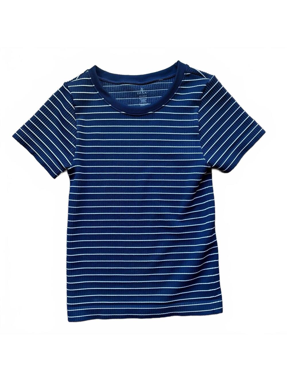 BK Core Navy & White Striped Ribbed Contour Baby Tee 90s Size Small